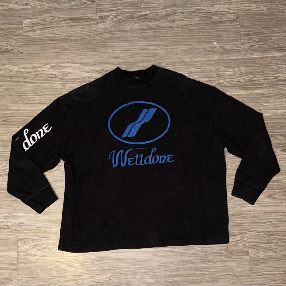 We11 Done Logo Graphic Heavy Weight Long Sleeve Black Men’s Size M Oversized